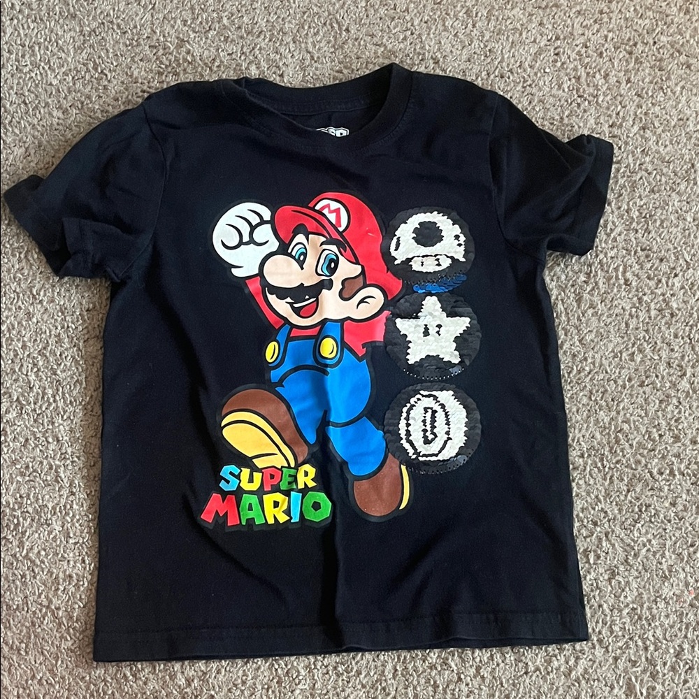 Nintendo Super Mario Black T-Shirt with Colorful Design